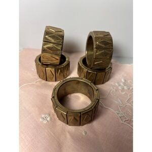 VTG Brass Napkin Rings Set Of 5 MCM
